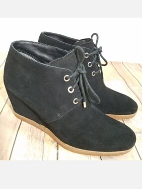 Cole Haan Leslie black suede wedge bootie 9.5